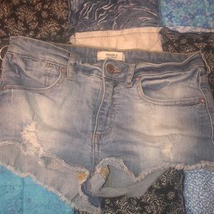 Forever 21 Light Blue Distressed Shorts